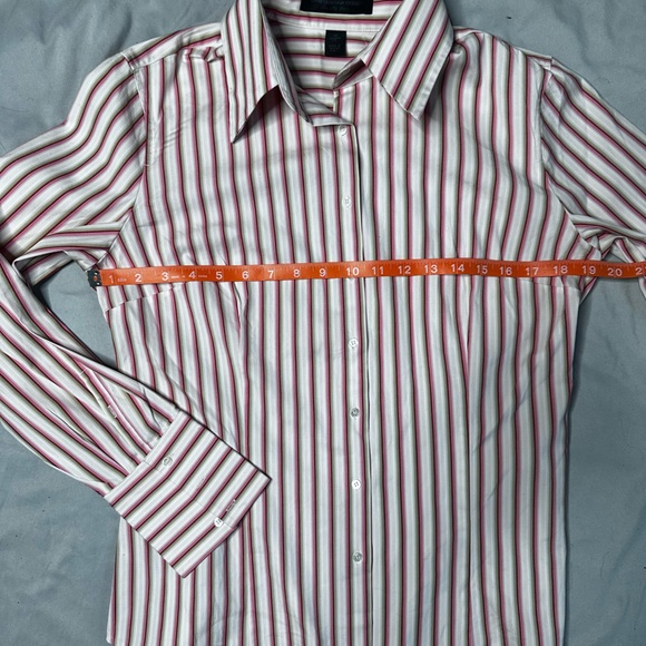Express Peach/Beige/White Striped Button Down Shirt - Picture 8 of 9